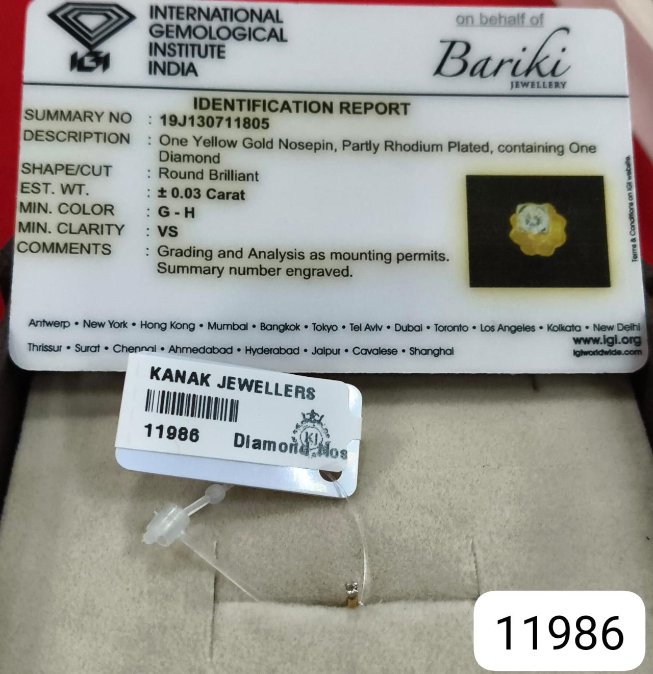 Diamond Nose Pins Gold 18K